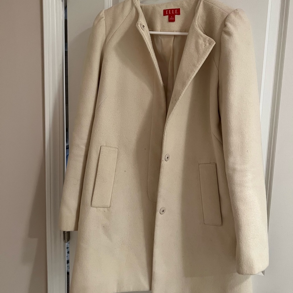 Elle white pea coat winter white 6